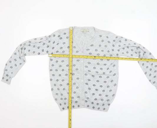 Atmosphere Women's Grey Animal Print Cotton Cardigan Size 8
