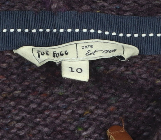 Fat Face Women's Purple Wool Blend Hooded Full Zip Jumper Size 10