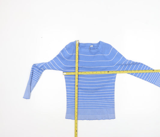 Marks and Spencer Women’s Blue Striped Cotton Jumper UK 10