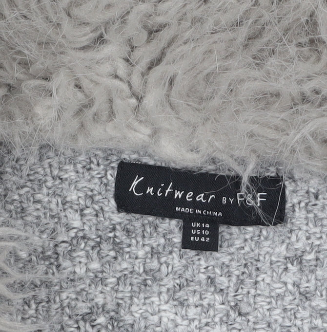 Womens UK Size 14 F&F Grey Cardigan Jumper