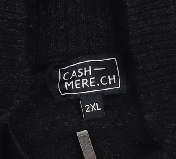 Mens UK Size 2XL CASHMERE.CH Black Full Zip Jumper