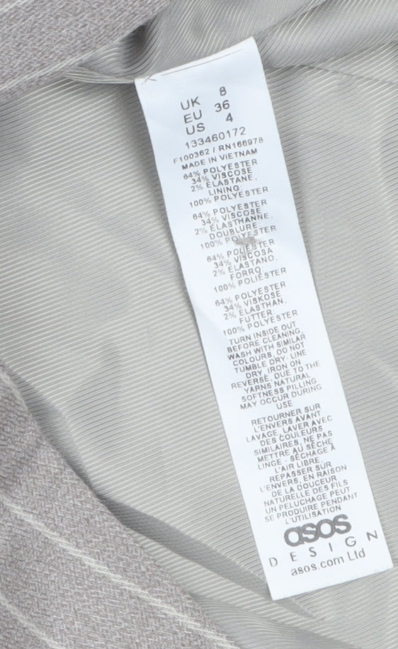Brand and care label for ASOS DESIGN Women’s Grey Pinstripe Waistcoat UK 8 Tailored Fit