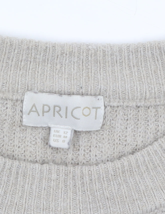 Womens UK Size 12 Apricot Beige Pullover Jumper