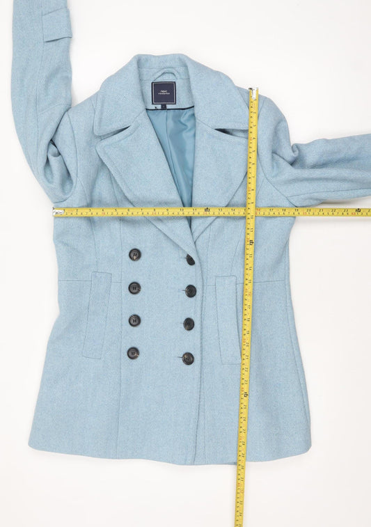 Next Womens Blue Wool Blend Pea Coat Size 16 Double Breasted