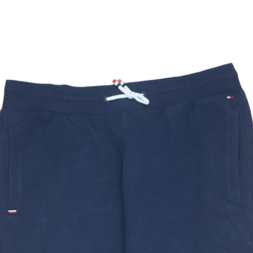 Additional view of Tommy Hilfiger boys’ blue jogger trousers, size 176, elastic waist logo