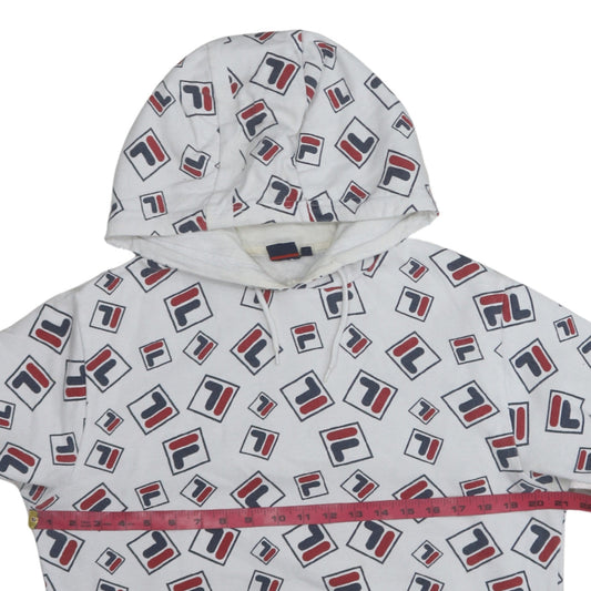 Womens UK Size L Fila White Pullover Hoodie