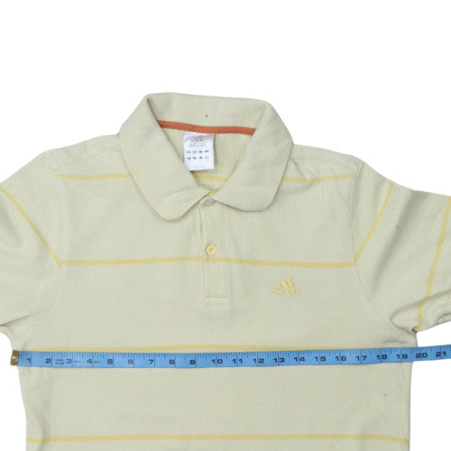 Adidas Teens Beige Striped Cotton Polo Shirt Medium