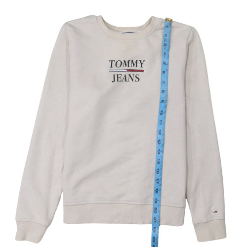 Womens UK Size XS Tommy Jeans Beige Pullover Sweatshirt