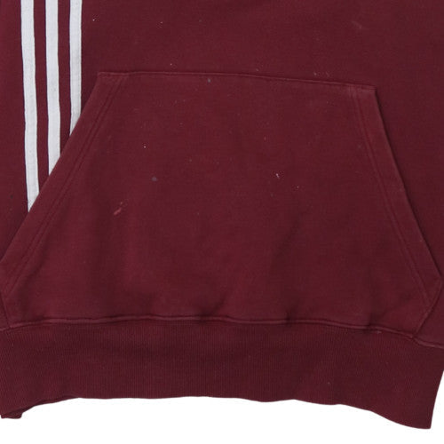 Mens UK Size L Adidas Red Pullover Hoodie