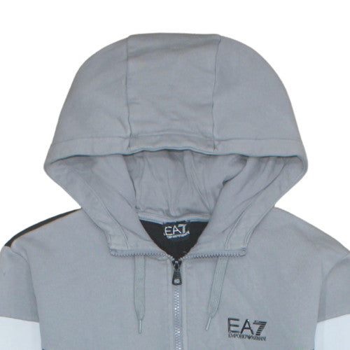 Mens UK Size M Emporio Armani GreyBlackWhite Full Zip Hoodie