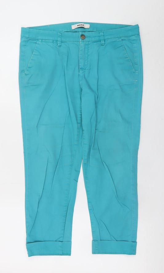 Additional front view of Mexx Women’s Blue Chino Trousers, size UK 10, Cotton Blend Stretch