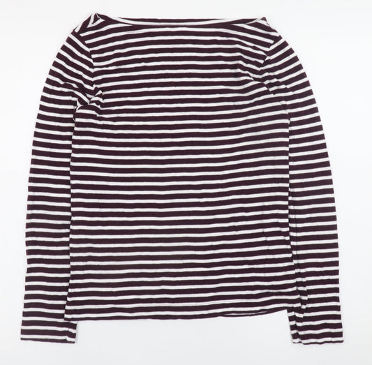 GAP Women’s Black & White Striped Long Sleeve Boat Neck Cotton Modal Jersey Top L