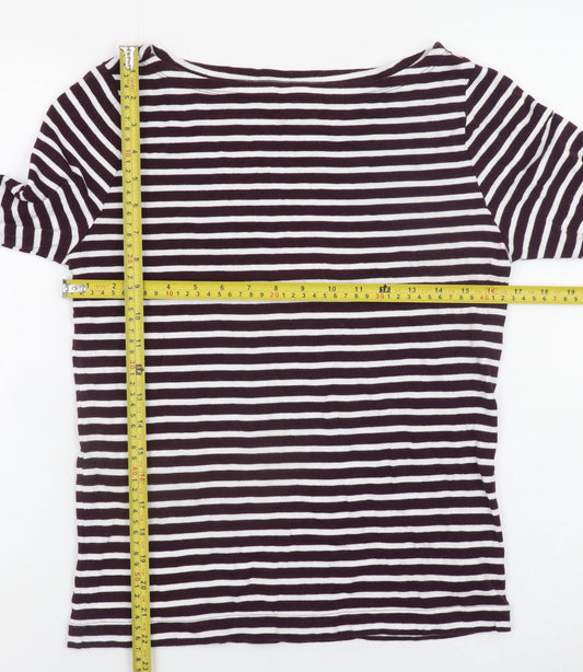 GAP Women’s Black & White Striped Long Sleeve Boat Neck Cotton Modal Jersey Top L