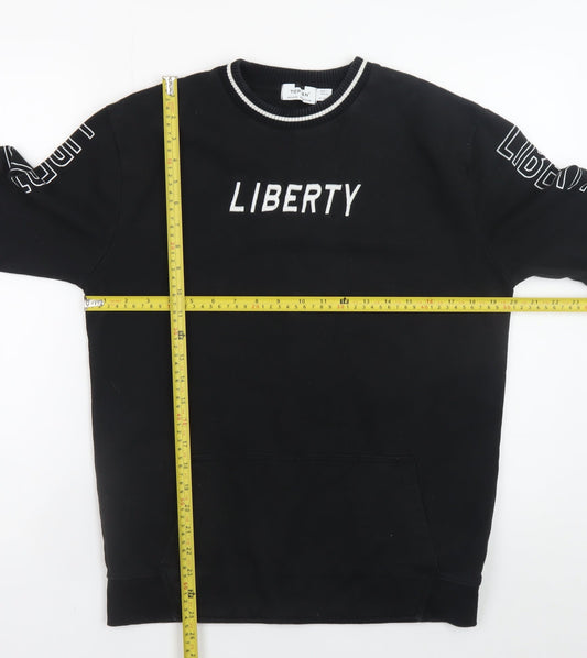 Mens UK Size XS Topman Black Pullover Sweatshirt