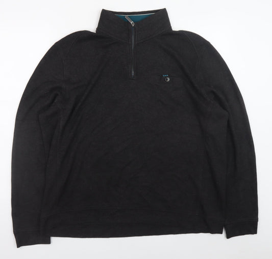 Mens UK Size 7XL Ted Baker Black 1/2 Zip Jumper