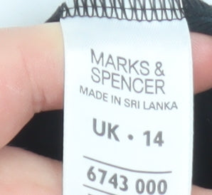 Womens UK Size 14 Marks and Spencer Black Basic T-Shirt