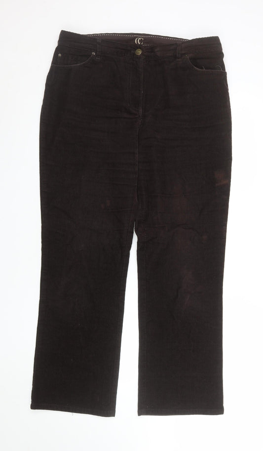 Womens UK Size 14 CC Regular Fit Casual Workwear Brown Trousers