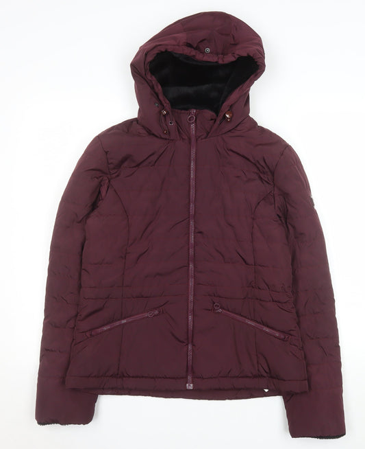 Regatta Women Purple Hooded Puffer Jacket UK 12 Water Resistant