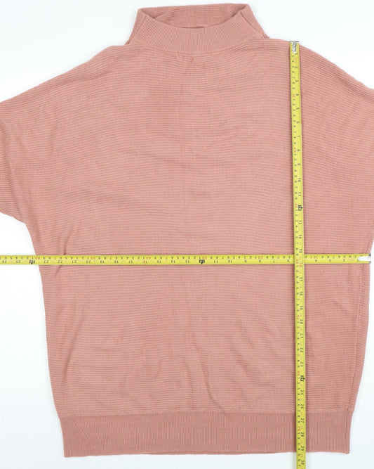 Next Women Pink Roll Neck Relaxed Knit Jumper L