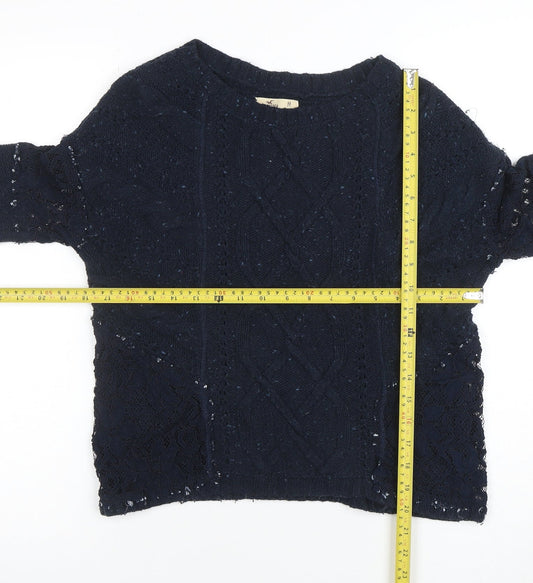 Hollister Womens Blue Cable Knit Pullover Jumper Size M