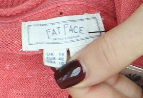 Womens UK Size 14 Fat Face Pink Cardigan Jumper