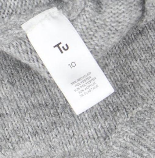 Womens UK Size 10 TU Grey Pullover Jumper
