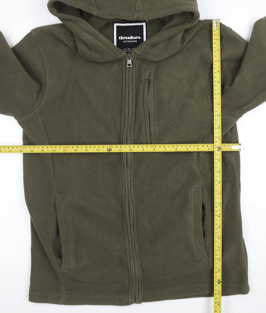 Threadbare Men's Green Fleece Hooded Full Zip Jacket Size S