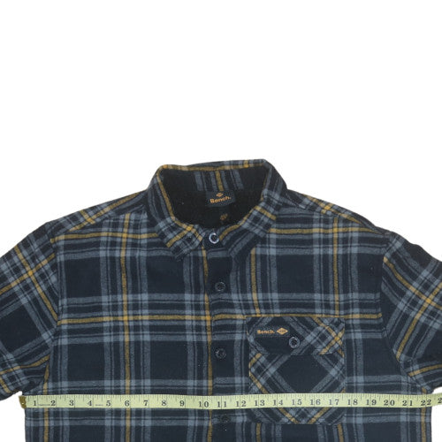Bench Men Blue Plaid Flannel Shirt Jacket Lined Size L