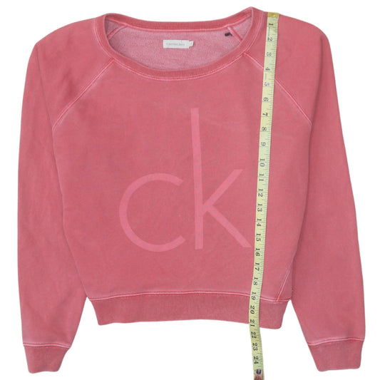 Womens UK Size S Calvin Klein Jeans Pink Pullover Sweatshirt