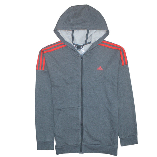 Additional front view of adidas boys’ grey full zip hoodie 10-11 years sports hooded sweatshirt