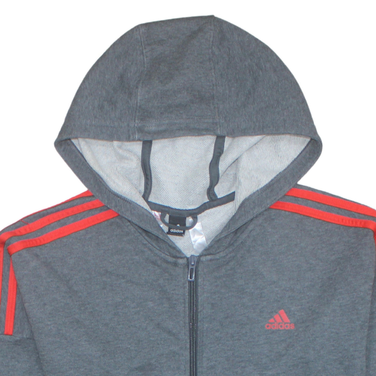 Additional view of adidas boys’ grey full zip hoodie 10-11 years sports hooded sweatshirt