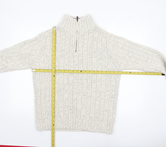 Marks and Spencer Men’s Beige 1/2 Zip Cable-Knit Jumper M