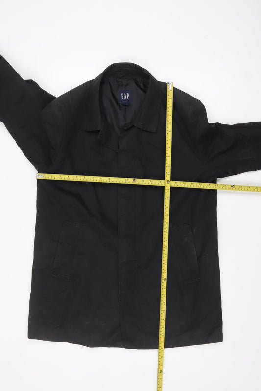 GAP Men's Black Cotton Overcoat XL Mid-Length Belted Trench Style