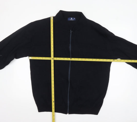 Carson Men Black XL Full Zip Cotton Blend Jumper