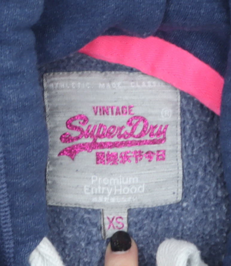 Womens UK Size XS Superdry Blue Pullover Hoodie