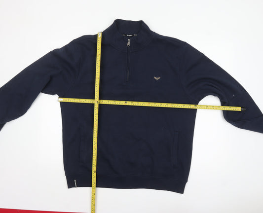 Mens UK Size XL Threadbare Blue 1/4 Zip Sweatshirt