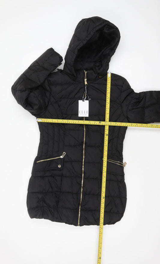Womens UK Size 8 ELLE Black Puffer Jacket