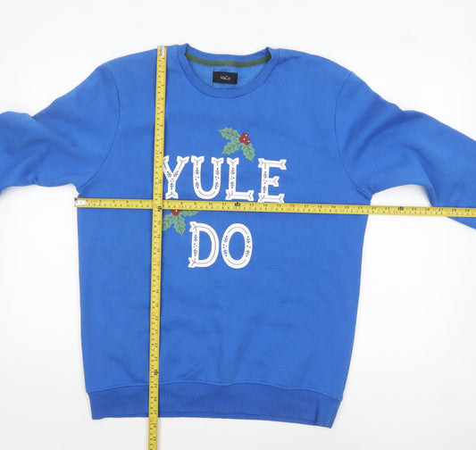 Mens UK Size M M&Co Blue Pullover Sweatshirt