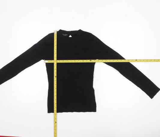 Lipsy Women Black Slim Fit Ribbed High Neck Long Sleeve Jumper Size 10