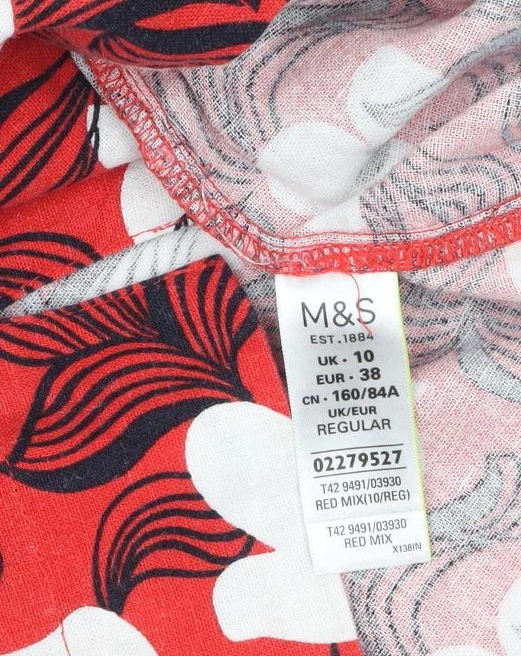 Marks and Spencer Women Red Floral Sleeveless Shift Dress UK 10