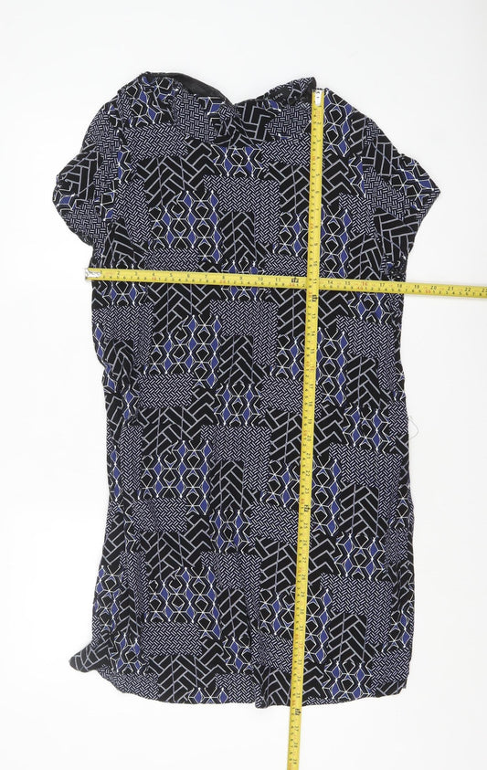 New Look Women's Black Geometric Shift Dress Size 14