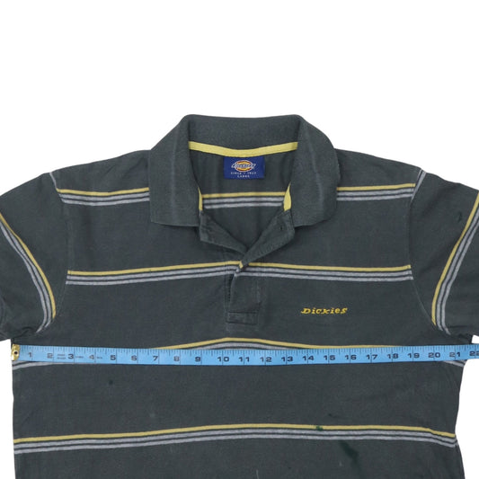 Dickies Men's Grey Striped Cotton Polo Shirt Size L