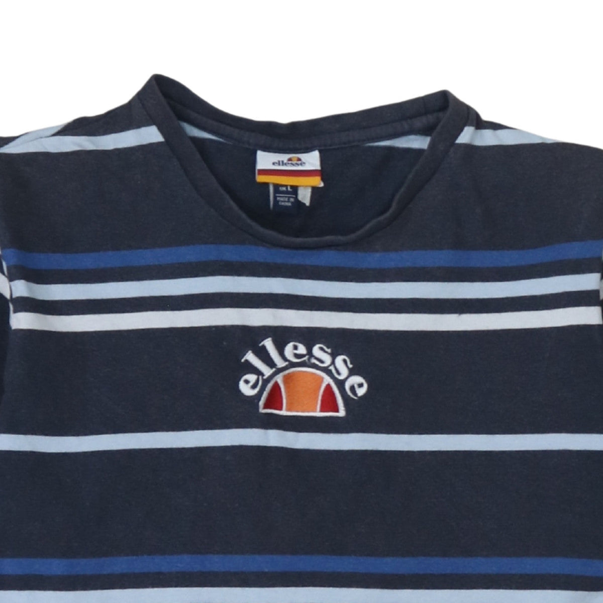 Additional view of Ellesse Men's Navy Blue Striped Cotton Crew Neck T-Shirt L