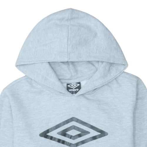 Additional view of Umbro boys’ grey pullover hoodie, size 12-13, years cotton blend logo sweatshirt