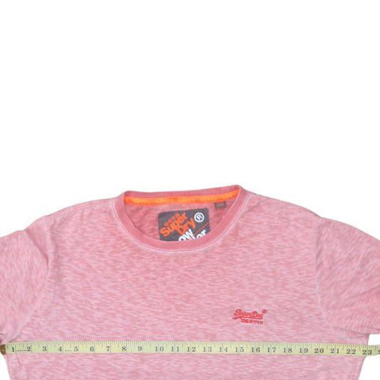 Superdry Men's Pink Marl Crew Neck Classic Fit T-Shirt Size L