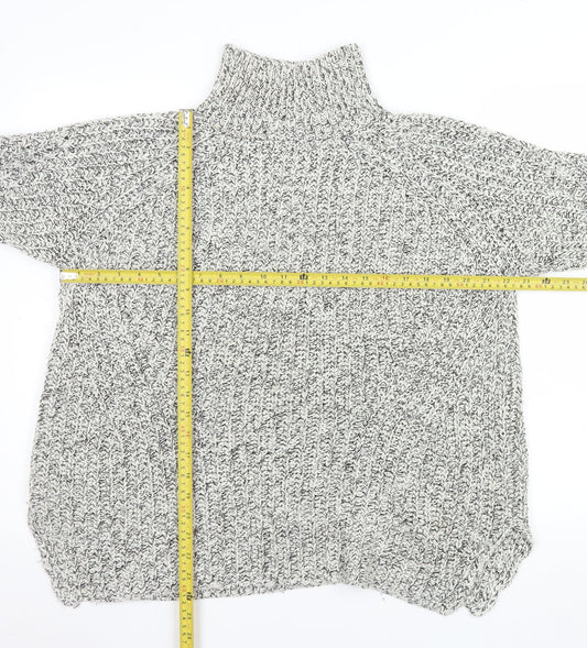 Topshop Women's Grey Roll Neck Chunky Knit Jumper Size 12