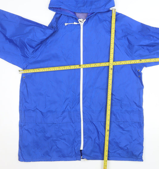 Millets Men’s Blue Hooded Rain Cape Waterproof Nylon Size M Vintage