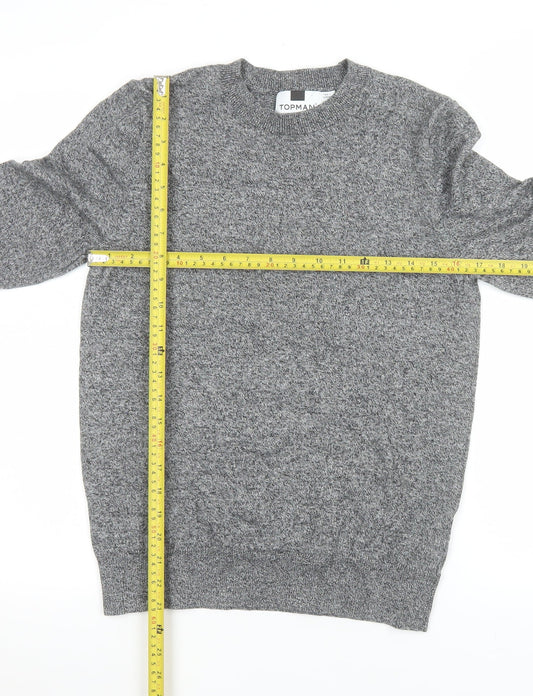 Topman Men's Grey Cotton Crew Neck Jumper Size S