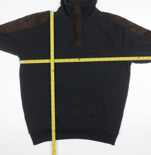 Mens UK Size L Pierre Cardin Black Henley Sweatshirt