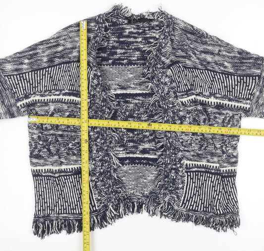 Marks and Spencer Women Blue Knit Fringe Cardigan M